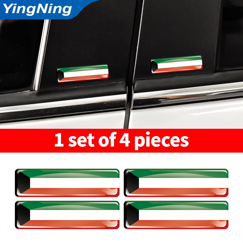 4 szt. Naklejki z flagą Kuwejt – Car Accessories Kuwait recenzja i cena